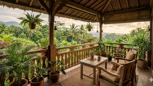 Balkon Rumah dari Kayu (Foto: Gemini AI)