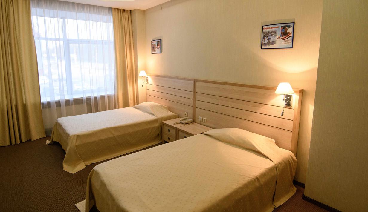 Ruang kamar Pusat Olahraga Olimpiade yang dipilih untuk menjadi markas tim nasional sepak bola Panama pada Piala Dunia 2018 di Saransk, Rusia, Kamis (3/5). (Mladen ANTONOV / AFP)