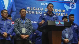 Partai Demokrat resmi memberikan rekomendasi kepada bakal calon gubernur dan bakal calon wakil gubernur DKI Jakarta, Ridwan Kamil-Suswono. (Liputan6.com/Angga Yuniar)