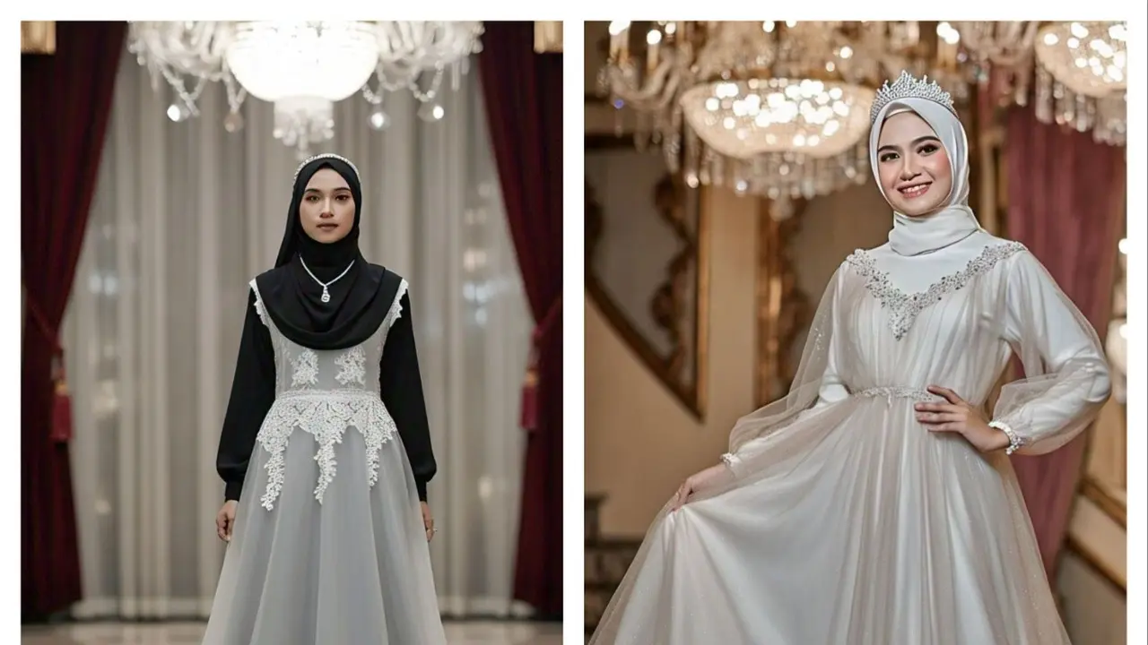Potret Gaun Pesta Modern Model Ball Gown Kondangan sampai Red Carpet/Via Meta AI
