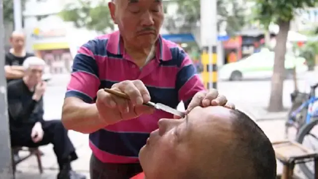 Ancient barbershop in China