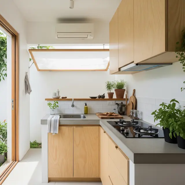 Dapur Semi Outdoor Anti Pengap untuk Rumah Tipe 36 (Image by Gemini AI)