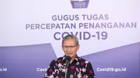 Juru Bicara Pemerintah untuk Penanganan COVID-19 di Indonesia, Achmad Yurianto saat konferensi pers Corona di Graha BNPB, Jakarta, Minggu (7/6/2020). (Dok Badan Nasional Penanggulangan Bencana/BNPB)