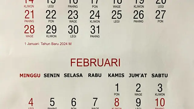 Kalender tanggal merah libur Februari 2024 terdiri dari hari libur nasional hingga cuti bersama.