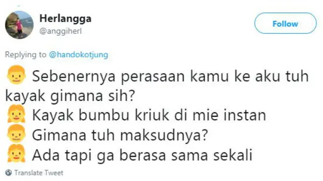 Alih-alih bikin galau berkepanjangan, para warganet justru membuat percakapan kocak soal perasaan.