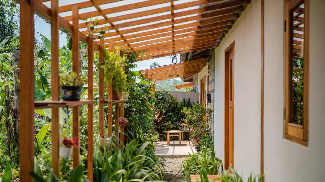 Desain Rumah Minimalis di Desa dengan Pergola Alami