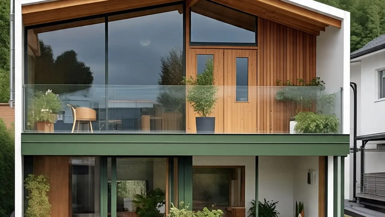 Model Rumah Scandinavian dengan Balkon Hijau