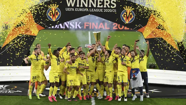 Villarreal menjuarai Liga Europa setelah mengalahkan Manchester United 11-10 lewat babak adu penalti di Stadion Miejski, Gdansk, Polandia, Kamis (27/5/2021) dini hari WIB.
