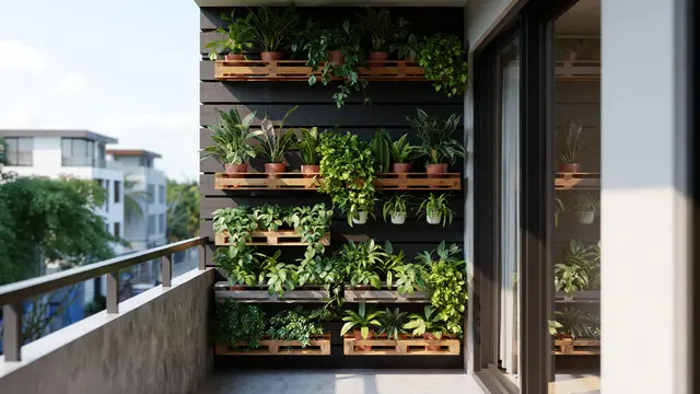 Balkon dengan Vertical Garden