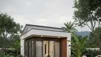 7 Contoh Rumah Kecil Type 45 Modern Minimalis dengan Taman Belakang Bernuansa Tropis