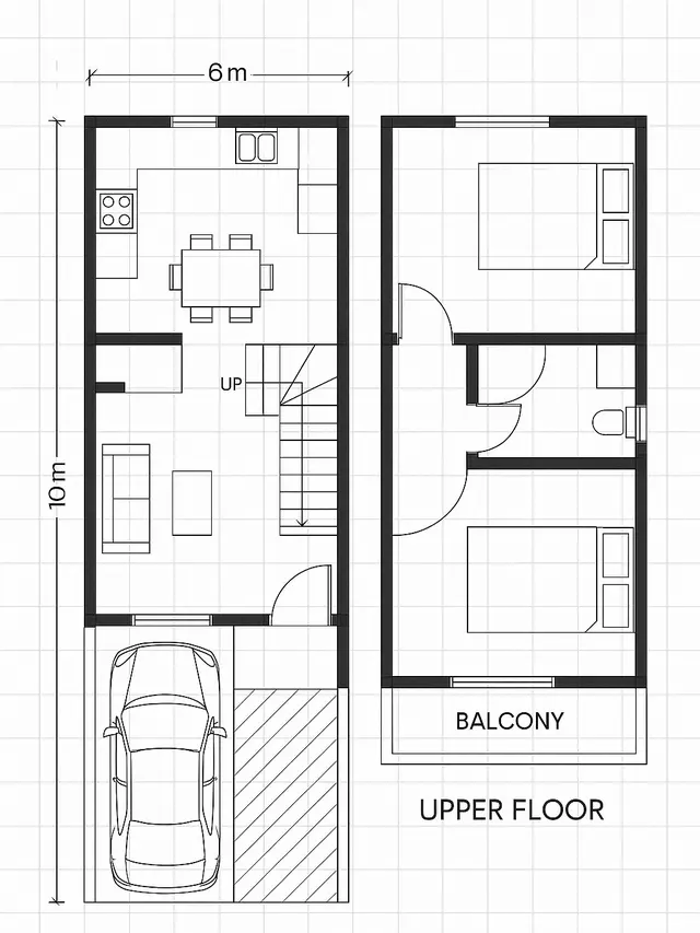 Inspirasi Denah Rumah Ukuran 6x10 Minimalis untuk Lahan Sempit (Image by ChatGPT)