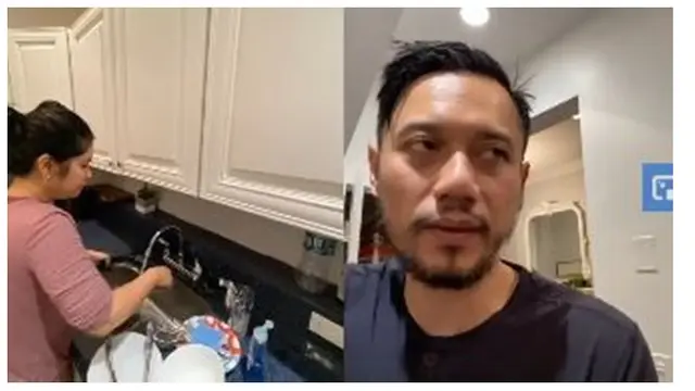 Annisa Pohan tidak segan mencuci piring setelah memasak mie instan pada jam 2 dinihari waktu setempat.