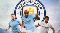 Manchester City - Kevin De Bruyne, Vincent Kompany, Sergio Aguero (Bola.com/Adreanus Titus)