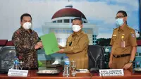 Inspektorat Jenderal (Itjen) Kementerian Dalam Negeri (Kemendagri) RI saat bertemu dengan Wakil Gubernur Gorontalo (Arfandi Ibrahim/Liputan6.com)