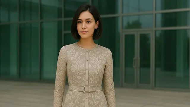 Model Dress Batik Kombinasi Brokat Lengan Panjang