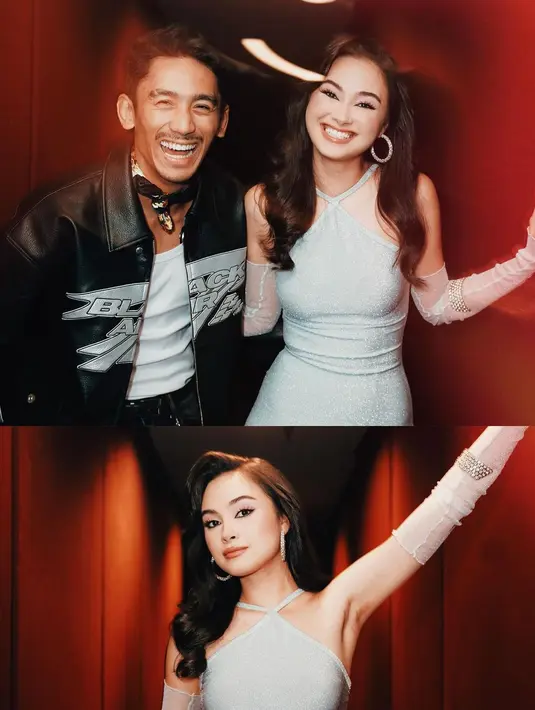 Bintang film Ada Cinta di SMA ini tampil elegan dengan dress putih di gala premiere film Ancika 1995. Rambut yang digerai dengan kesan gelombang di ujung rambut membuat penampilan Caitlin jadi makin cantik dan memesona. Ini adalah potret kebersamaan Caitlin bareng Daffa Wardhana anak artis senior Marini Zumarnis. Dalam film Ancika 1995, Daffa Wardhana berperan sebagai Yadit. (Liputan6.com/IG/@snap.nuel)