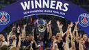 Sebelum menjadi juara Liga Champions 2024/2025, PSG sudah lebih dulu meraih gelar Ligue 1. Les Parisiens juga menjuarai Coupe de France dan Trophee des Champions. (FRANCK FIFE/AFP)