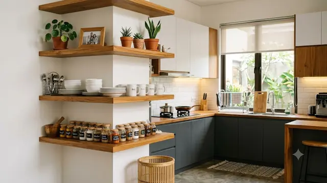 Inspirasi Dapur dengan Ambalan Sudut