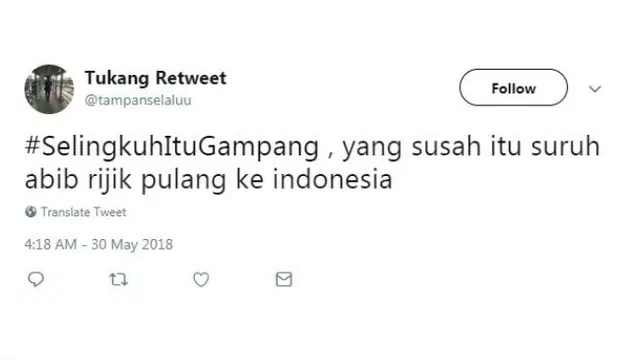 Netizen Twitter pun tidak mau kalah dengan fenomena pelakor dan perselingkuhan yang hangat ini, mereka juga ikut membuat lelucon.