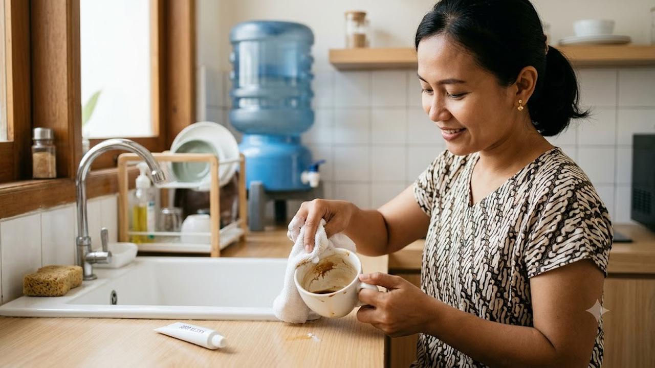 Cara Menghilangkan Noda Teh di Cangkir Putih