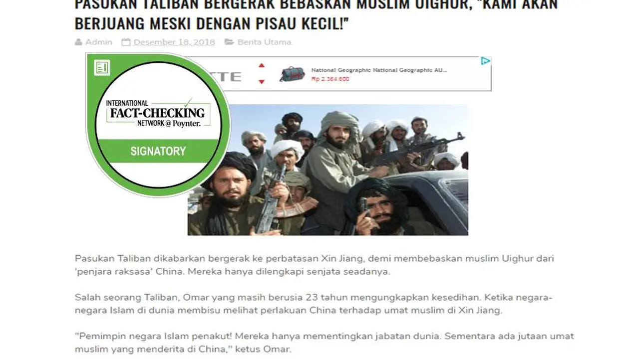[Cek Fakta] Suku Taliban Bantu Muslim Uighur di China