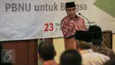 Ketua Umum PBNU, Said Aqil Siradj memberikan paparan refleksi akhir tahun NU di Jakarta, Rabu (23/12/2015). NU mengkritisi krisis kepemimpinan, instabiltas politik, dan melemahnya toleransi dalam beragama. (Liputan6.com/Faizal Fanani)