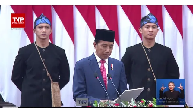 Presiden RI Joko Widodo (Jokowi) saat penyampaian RUU tentang APBN Tahun Anggaran 2024 beserta Nota Keuangan pada Rabu, 16 Agustus 2023. (Photo dok. Youtube DPR RI)