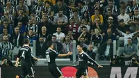 Cristiano Ronaldo selebrasi gol ke gawang Juventus (GIUSEPPE CACACE / AFP)