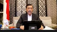 Menteri Koordinator Bidang Kemaritiman dan Investasi Luhut Binsar Panjaitan dalam pengumuman Pemberlakuan Pembatasan Kegiatan Masyarakat (PPKM) pada Senin (23/8/2021).
