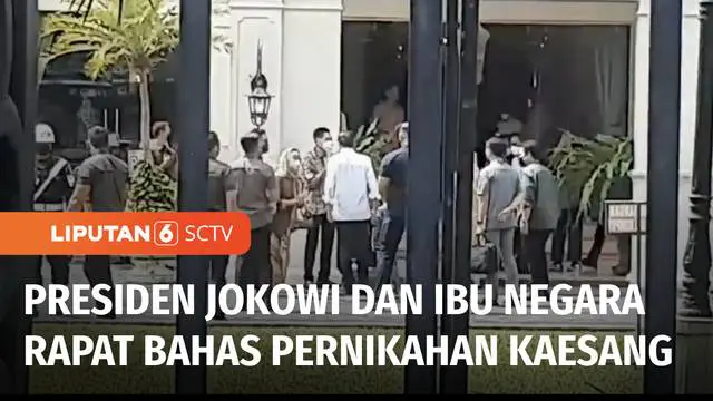 Presiden Jokowi dan Ibu Negara Iriana Jokowi, menghadiri rapat persiapan pernikahan anak bungsu mereka, Kaesang Pangarep. Persiapan rangkaian prosesi pernikahan sudah mencapai 99 persen.