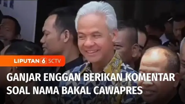 Bakal calon presiden yang diusung PDI Perjuangan, Ganjar Pranowo enggan berkomentar banyak, soal nama bakal calon wakil presiden yang akan mendampinginya maju dalam Pilpres 2024. Menurut Ganjar, hingga saat ini semua nama  bacawapres masih berpotensi...