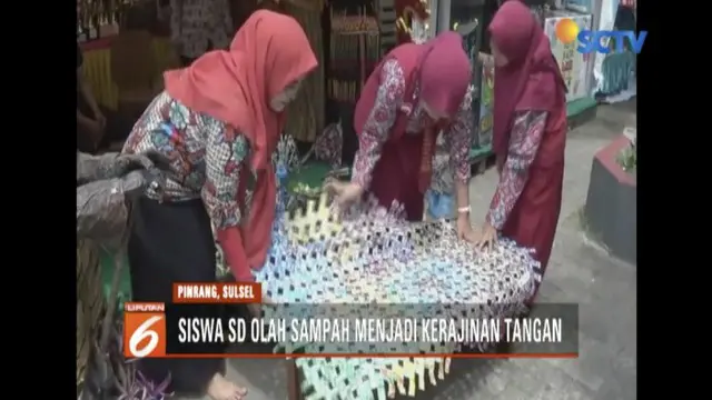 Resah banyak sampah bekas jajanan di lingkungan sekolah, siswa SD ini olah sampah jadi kerajinan tangan bernilai ekonomis.