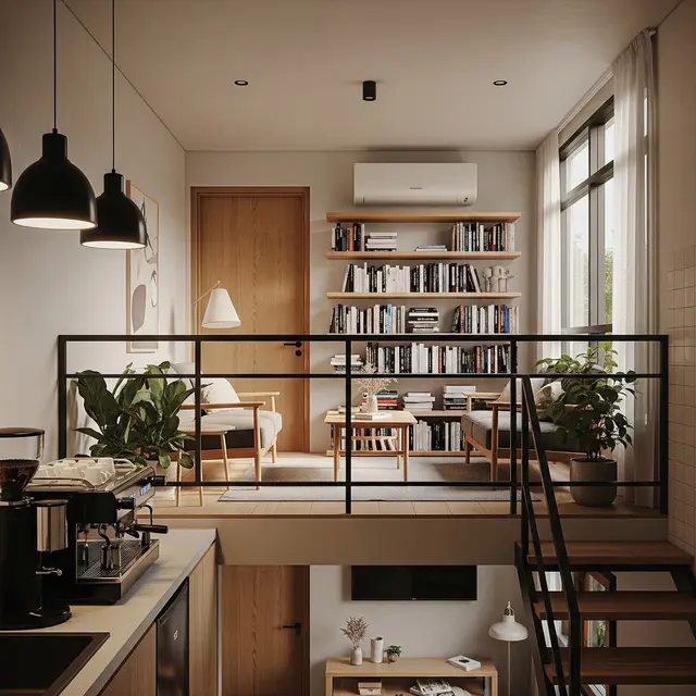 9 Desain Rumah Mezzanine Modern dengan Area Baca ala Coffee Shop, Solusi Hunian Fungsional