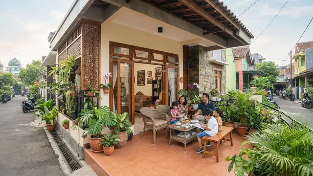 Model Rumah yang Tetap Nyaman Tanpa Halaman Belakang, Tetap Adem dan Space-Saving Model dengan Teras Depan yang Diperluas