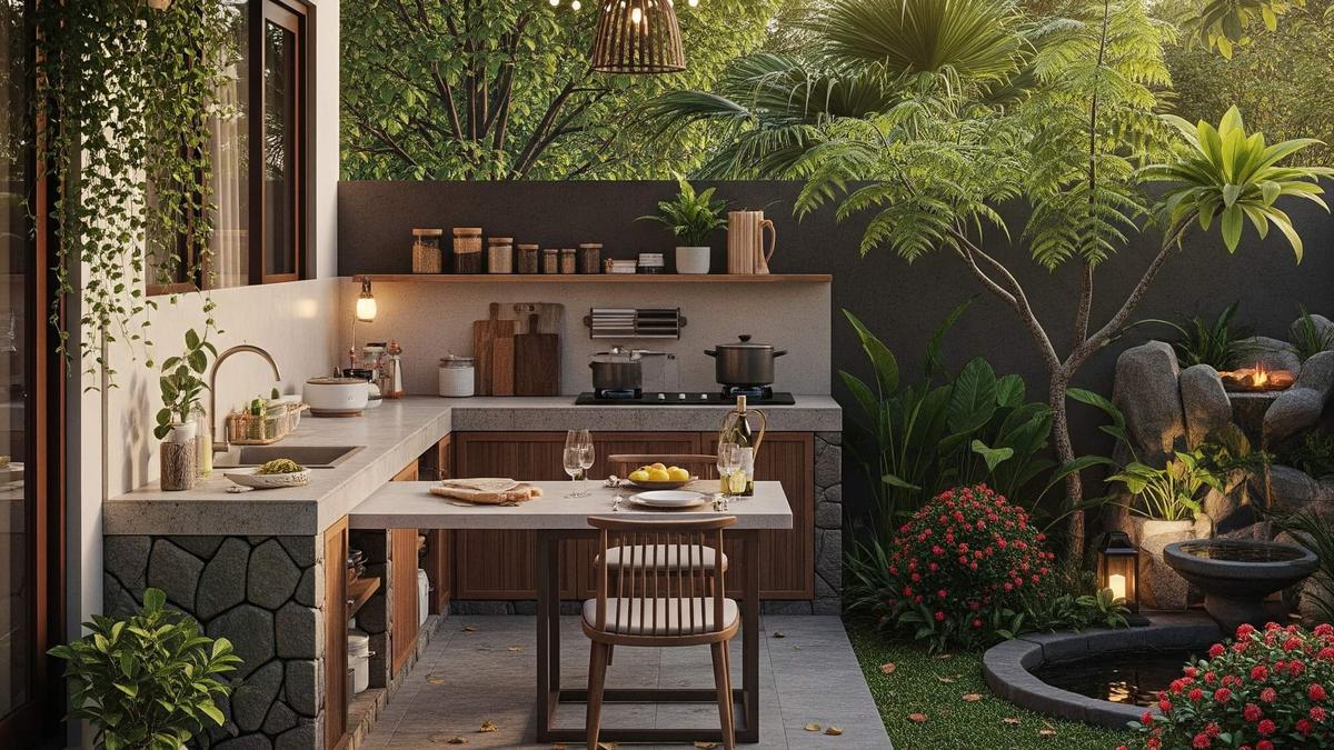 6 Inspirasi Desain Dapur Semi Outdoor untuk Rumah Pedesaan yang Sejuk, Estetik, dan Fungsional