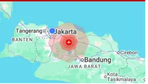 Gempa berkekuatan Mag 4,9 mengguncang wilayah Bekasi Rabu (20/8/2025). Guncangan terasi hingga wilayah Jakarta dan Depok. (Istimewa)