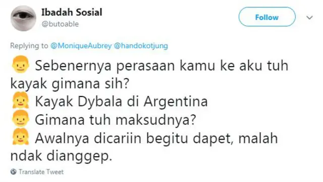 Alih-alih bikin galau berkepanjangan, para warganet justru membuat percakapan kocak soal perasaan.