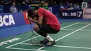 Prannoy berhasil mengalahkan Chen Long dengan skor 21-18, 16-21 dan 21-19 di babak perempat final Indonesia Open 2017 di JCC Senayan, Jakarta, Jumat (16/6). (Liputan6.com/Faizal Fanani)