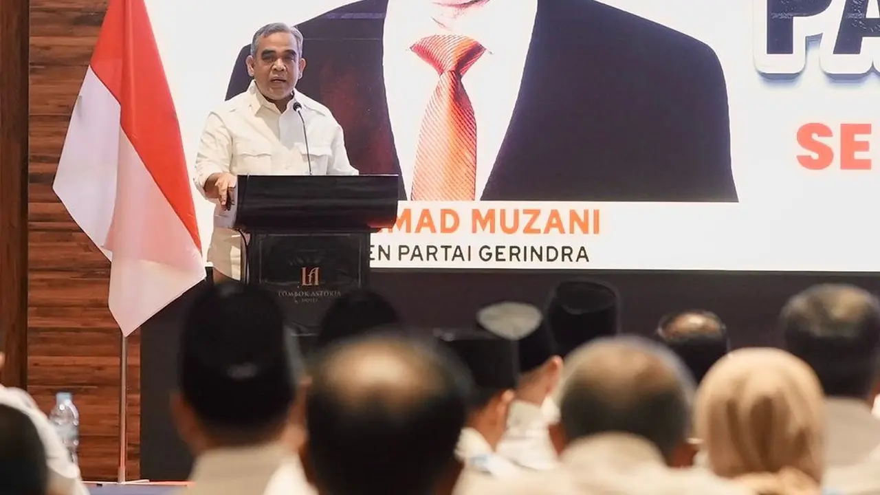 Sekretaris Jenderal Partai Gerindra Ahmad Muzani menghadiri acara Temu Kader Gerindra se Nusa Tenggara Barat, Sabtu (12/7/2025).