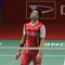 Ekspresi&nbsp;tunggal putra Indonesia,Jonathan Christie&nbsp;usai dikalahkan tunggal putra Tiongkok, Zhao Jun Peng, pada babak 32 besar Turnamen Indonesia Masters 2022, di Istora Senayan, Rabu (8/6/2022). (Bola.com/Ikhwan Yanuar)