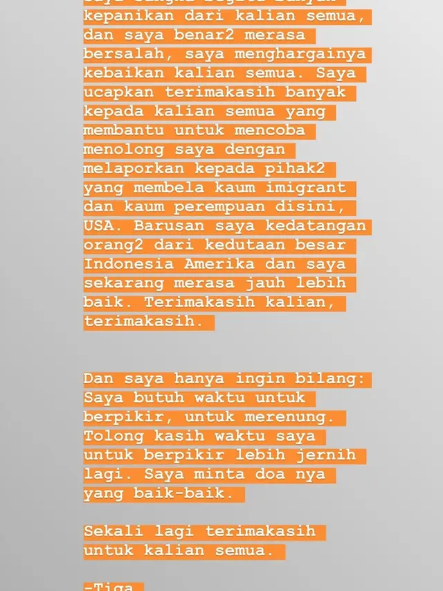 Instagram Stories Tiga Setia Dara (Instagram)