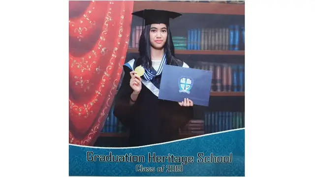Potret Lasha saat kelulusan Sekolah Dasar pada bulan Juni lalu.