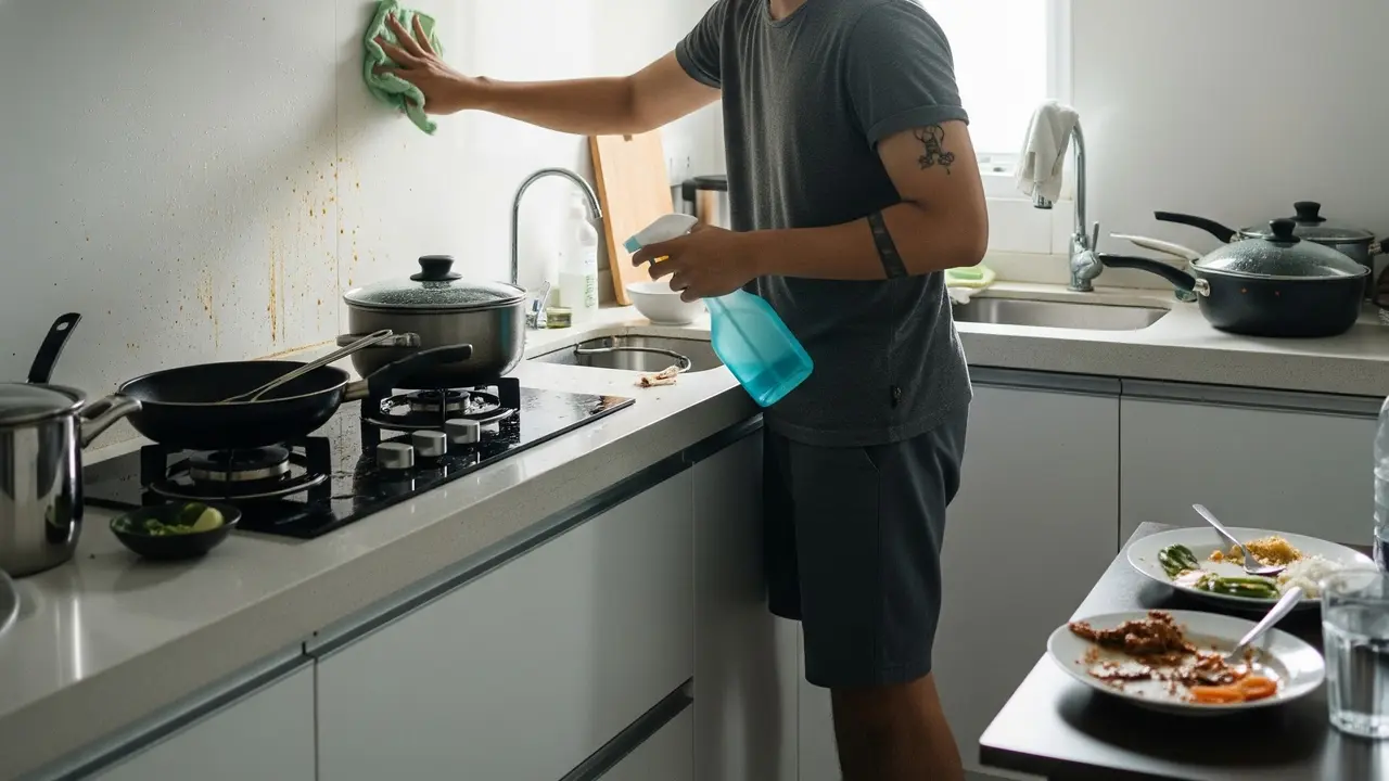 Membersihkan dapur (Gemini AI)