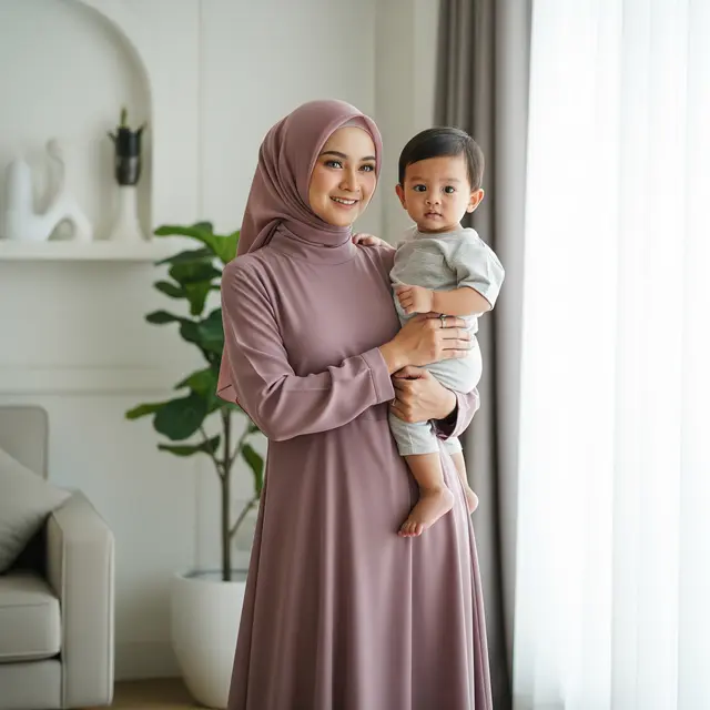 Model Gamis Simpel dan Anggun untuk Ibu Muda (Image by Gemini AI)
