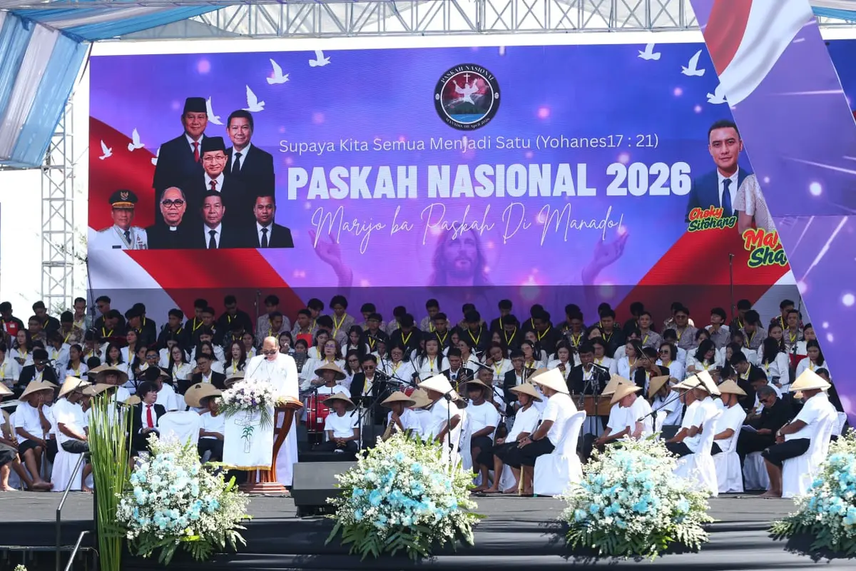 PLN Icon Plus hadir pada perayaan Paskah Nasional 2026 yang digelar di Manado. Perayaan bertema “Kristus Bangkit Memperbaharui Kemanusiaan Kita”. (Dok PLN Icon Plus)