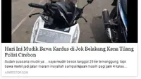 Salah satu tanggapan netizen atas larangan curhat saat ditilang di Cirebon. (Liputan6.com/Panji Prayitno)