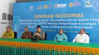 Badan Pengelola Keuangan Haji (BPKH) berkolaborasi dengan Universitas Syiah Kuala (USK) dalam seminar nasional di AAC Dayan Dawood, Banda Aceh, Kamis (14/9) (Istimewa)