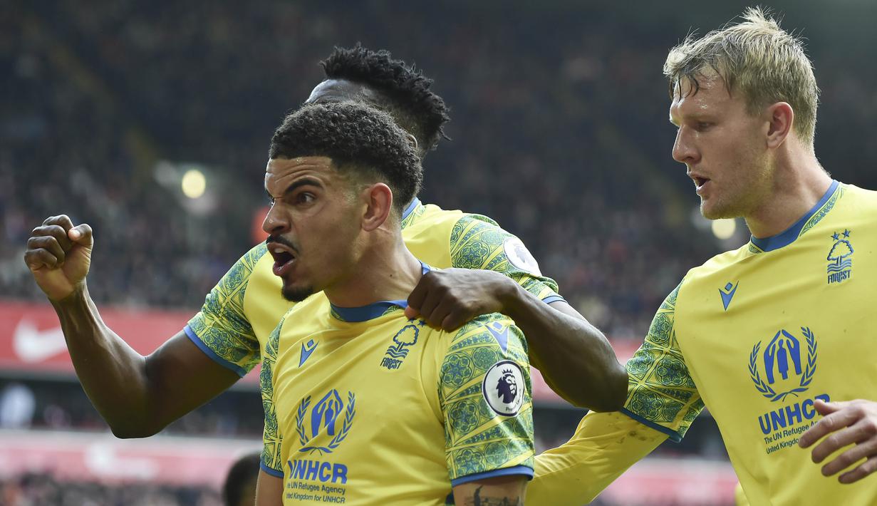 Sedangkan gol Nottingham Forest dicetak Williams (51') dan Gibbs-White (67'). (AP Photo/Rui Vieira)