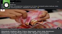 Gambar tangkapan layar adanya informasi palsu atau hoaks soal program bantuan untuk melunasi utang pinjol dari OJK. (sumber: Facebook)&nbsp;