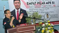 Mahyudin saat memberikan sosialisasi Empat Pilar MPR dikalangan Pimpinan Cabang Himpunan Pengusaha Muda Indonesia Kecamatan Loa Kulu.